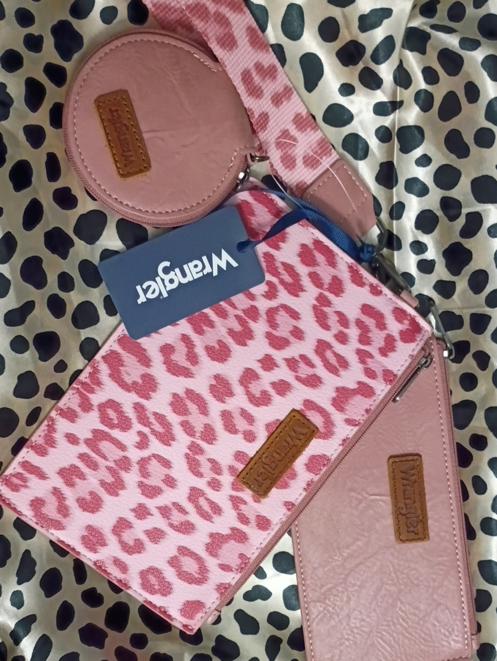 Wrangler Pink Leopard Print 3 Piece Wallet Set